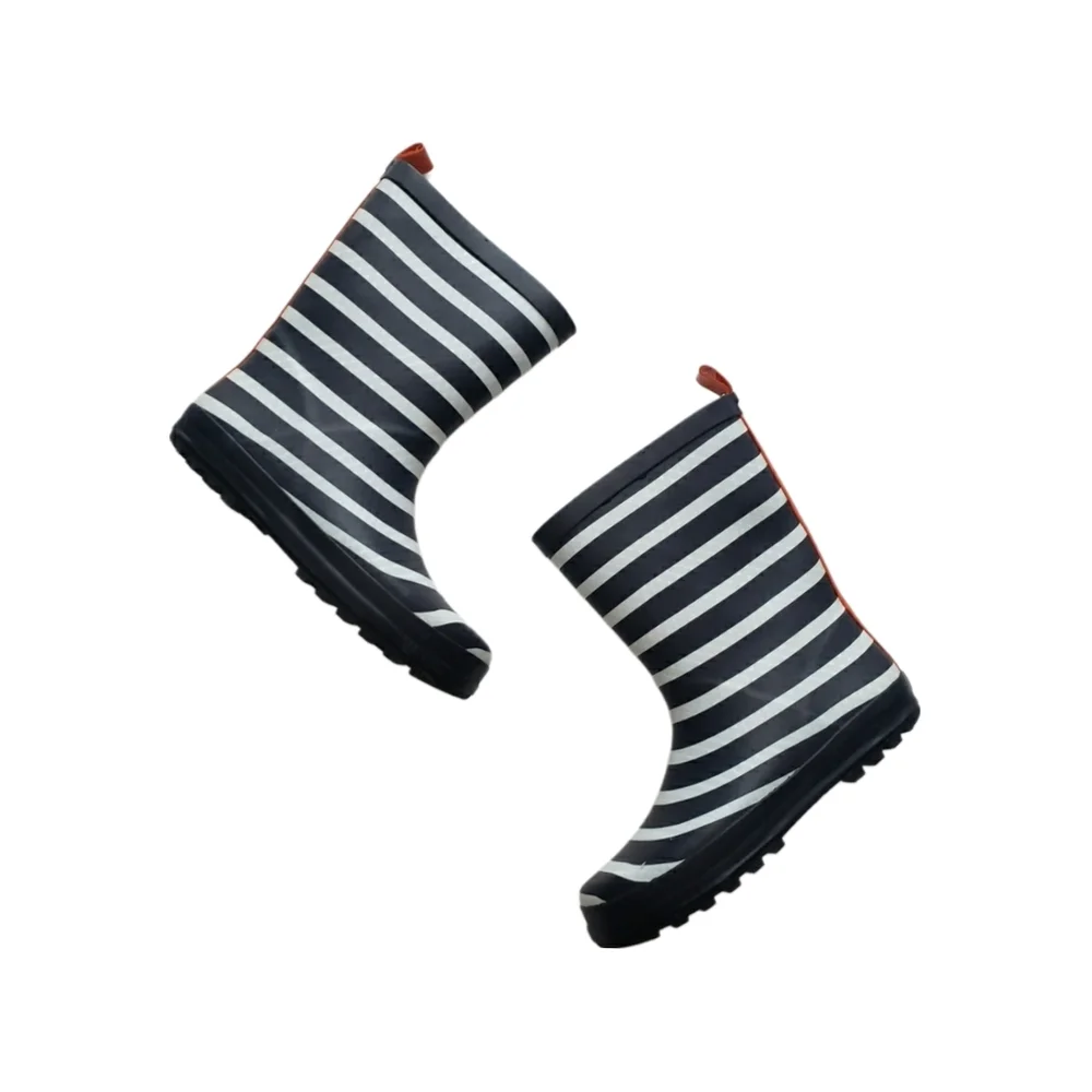 Crewcuts Big Kid Size 2 Navy White Striped Welly Rainboots